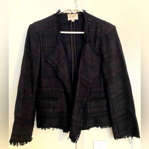 Ann Taylor Loft Tweet Boucle Navy Blue Jacket Coat Size 6